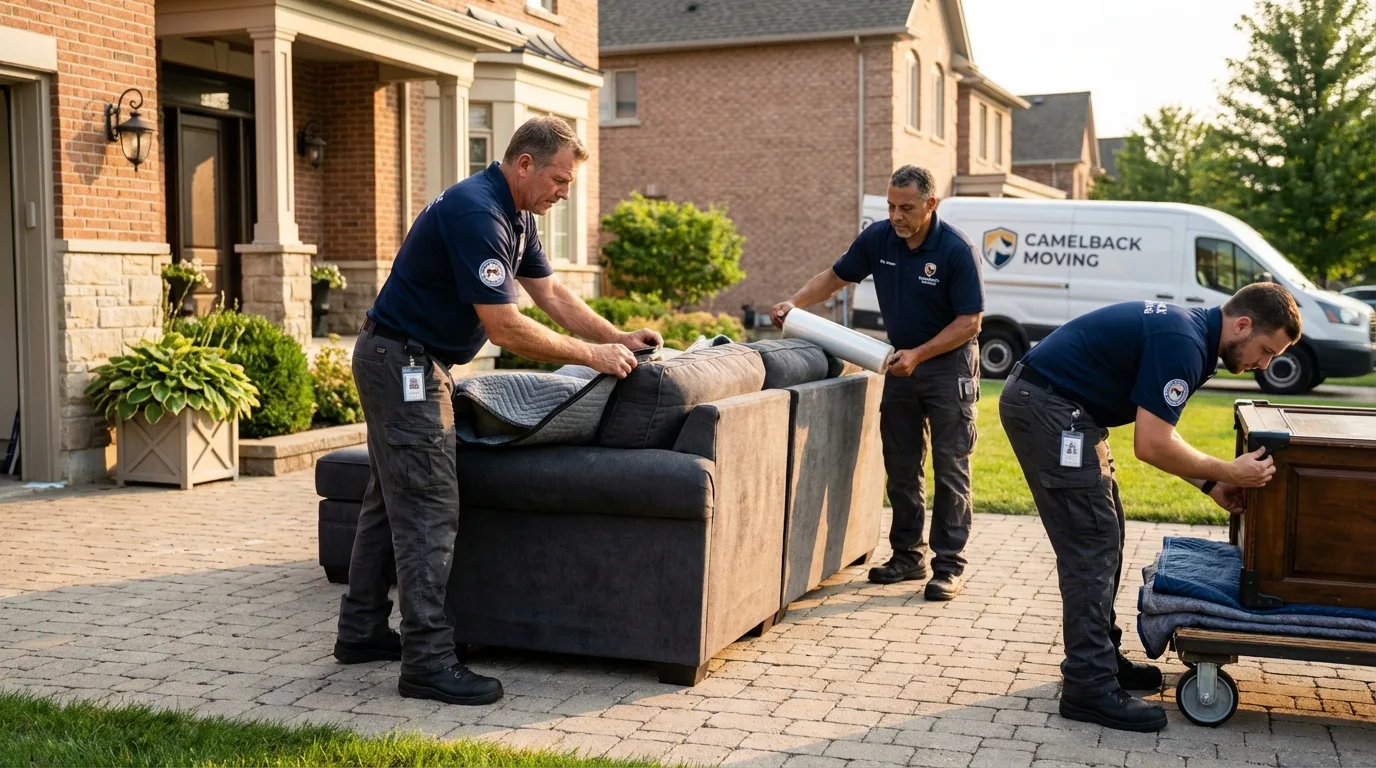Large estate moving crew wrapping furniture in Killeen, TX