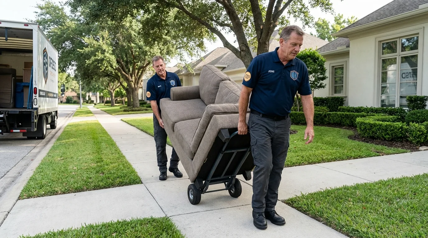 Local residential moving crew loading furniture in Killeen, TX